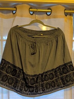 J. Crew Blue Cotton Skirt withdark Blue Embroidery